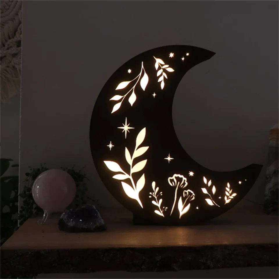 Wooden Moon lamp Moon Night Light Celestial Lamp star christmas wood light for gift