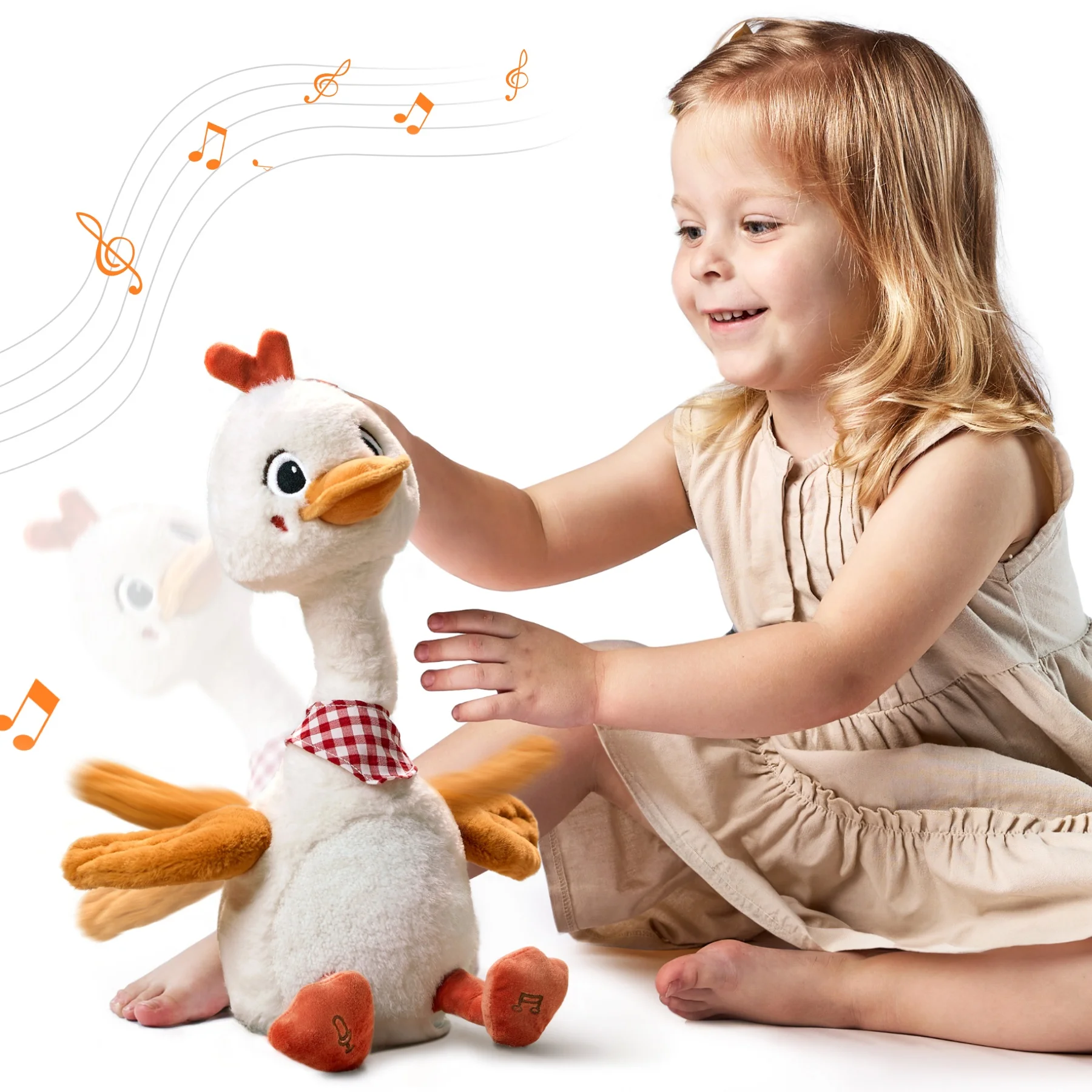 Tumama Kids Electronic Plush Duck Toys Sensory Dancing Duck Dolls Baby Musical Toys Soft Stuffed Duck Talking Toy for Toddlers