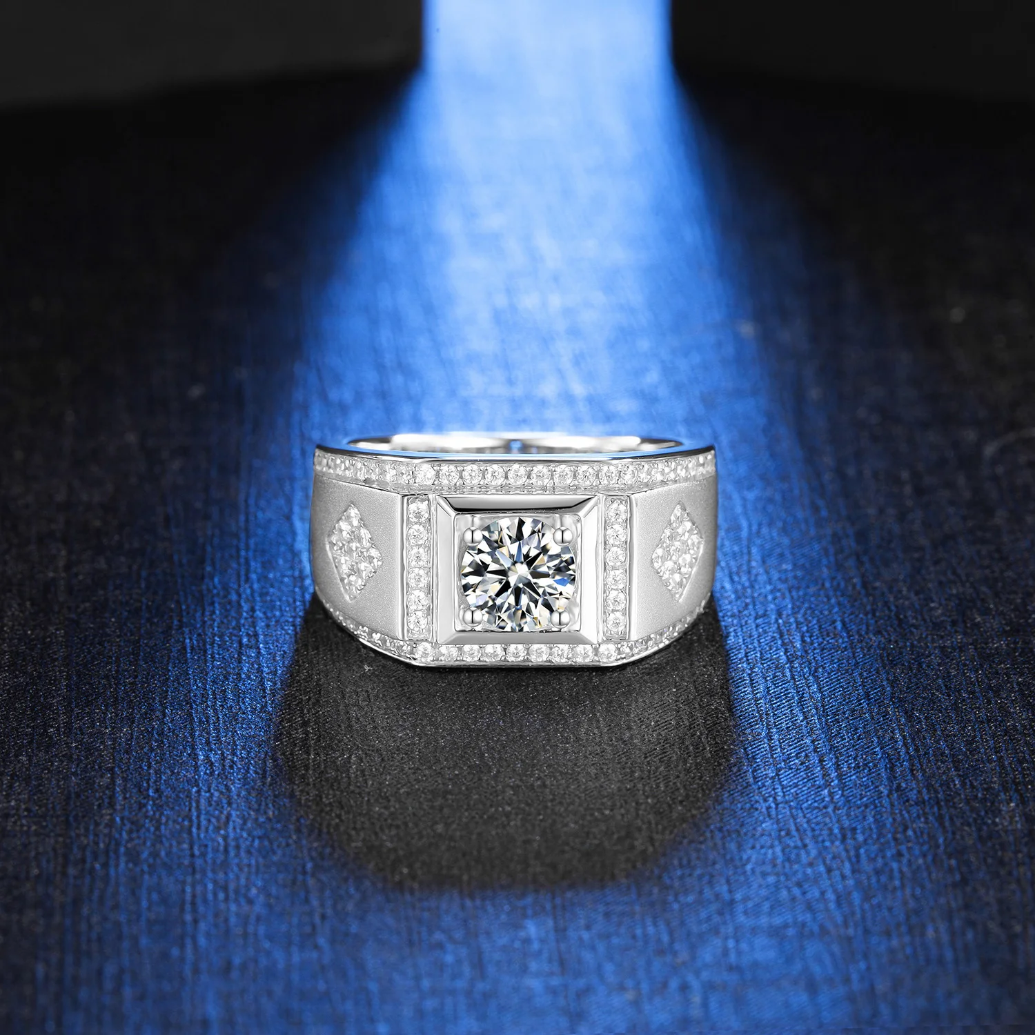 Man engagement ring white GRA Certificate free fire diamond men S925  Moissanite ring for men