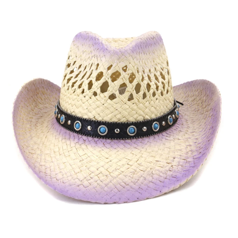 Trendy Spring Summer Multicolor Jazzy Beach Straw Hats Decoration Buy Men Western Cowboy Hat