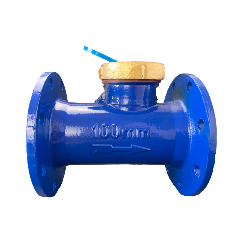 Внутренний чугунный счетчик с крышкой, большой фланец, механический счетчик воды