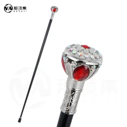 Gold and silver handle inlaid with diamonds Luxury Walking Stick Fashion Cane Plate Cosplay Crosier Stick 92cm