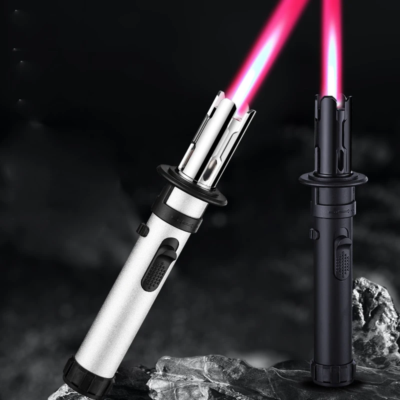 Wholesale Windproof Refillable Custom Red Flame Lighter Gas Refill Butane BBQ Lighter,Refillable Adjustable Flame Lighters