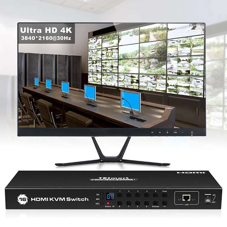  Tesmart 16x1hdmi kvm переключатель поддержка RS232 ИК HDMI HDCP 4K 16