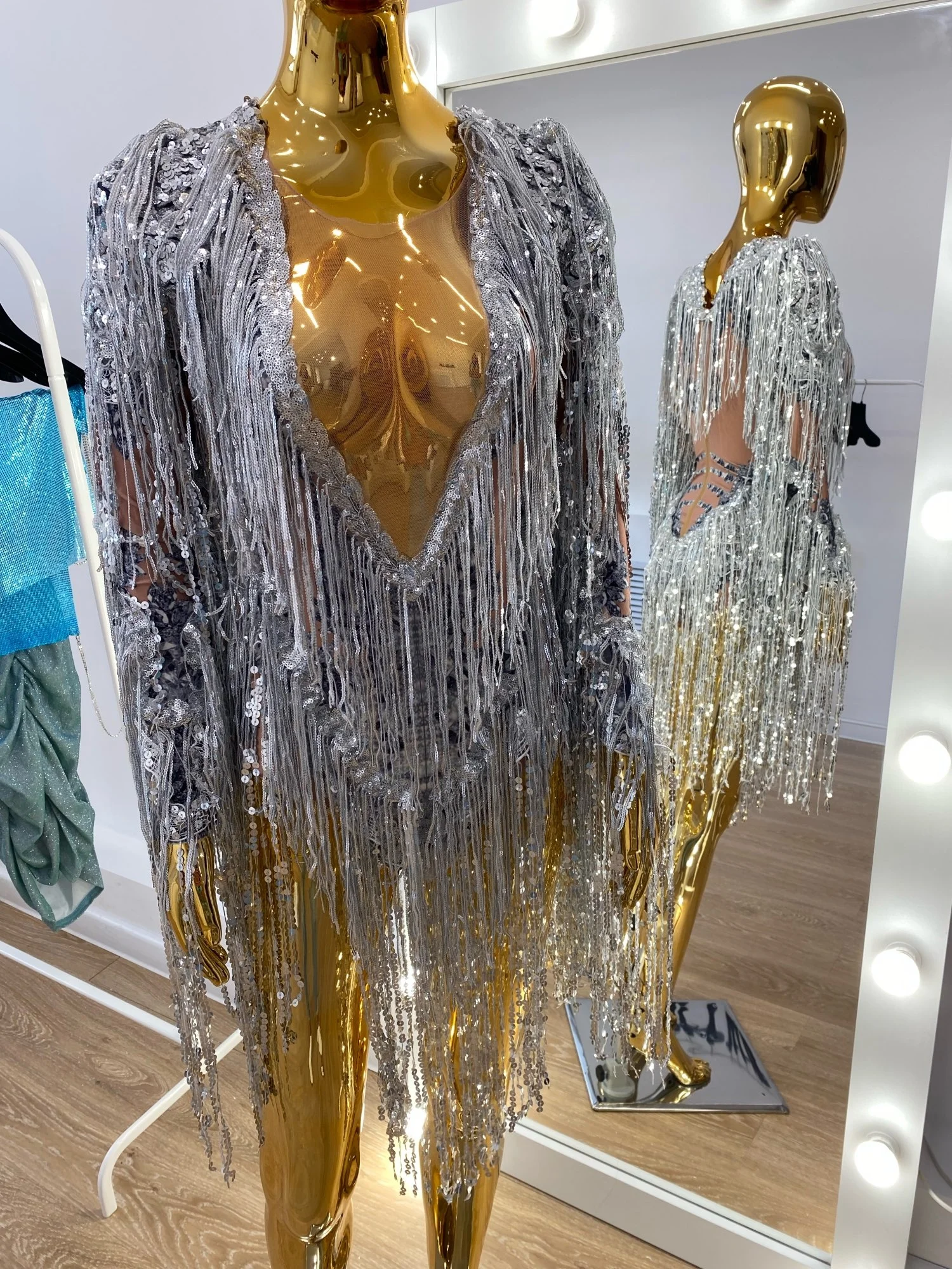 Monos Photoshoot Rhinestone Sequins Fringes One Piece Short Jumpsuit Women Show Club Party Playsuits Stage Dancer Bodysuits