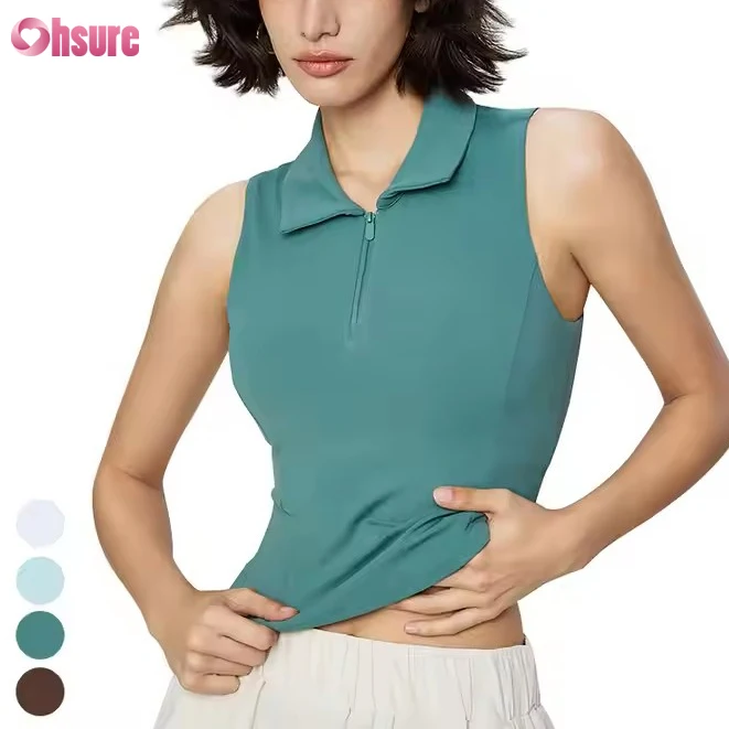 High Quality Sports Vest Collared Sports Top Fitness Simple Sleeveless Sports Vest Women