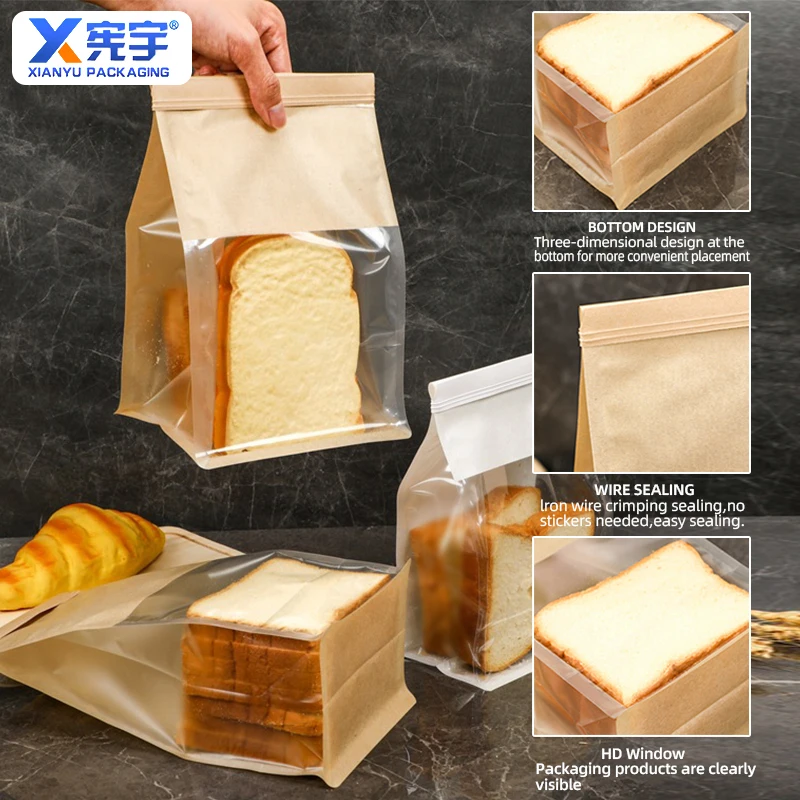 Kraft Paper Toaster Bread Bag Heat Resistance Toaster Bag For Grilled Cheese Reusable Sandwich Toast Bread Pouch With Window