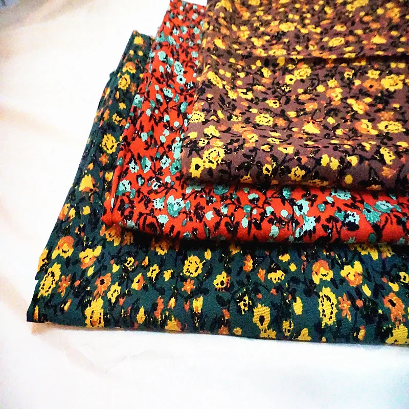 Digital printing abstract pattern on 95%cotton 5%linen woven fabric for dress