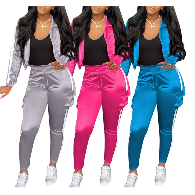 
Jogging suit two piece set womens sports reflective tracksuit 