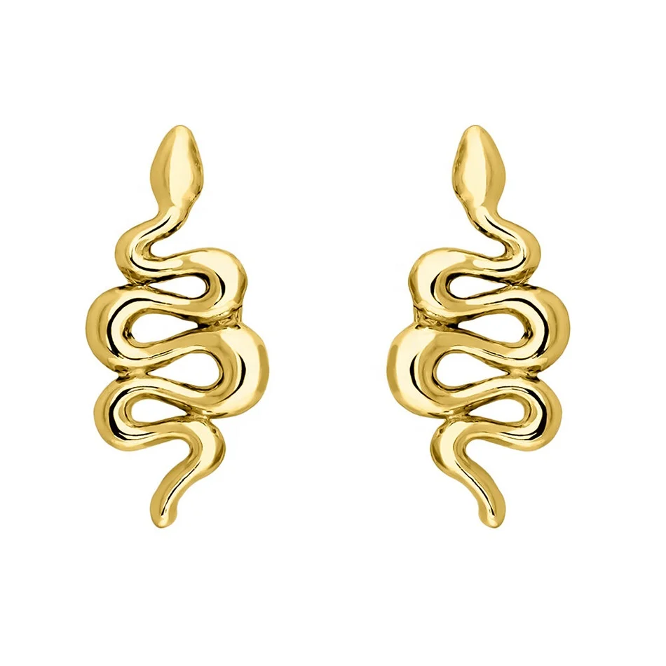 Wholesale Fashion Bohemian Earrings Jewelry 925 Sterling Silver 18k Gold Plated ear cuff snake Stud Earrings