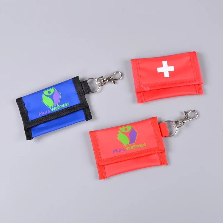 MM-CPR007 Mouth to Mouth Portable CPR pocket first aid kit in custom logo printing nylon bag for Gift