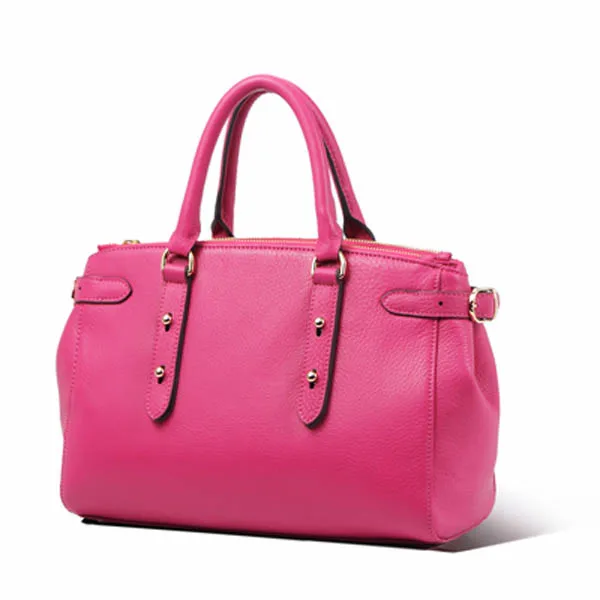 Custom Logo High Quality Rose Red Casual Large Leather Tote Bag Wholesale Luxury Full Grain Vegan leather Women Turkey Handbag