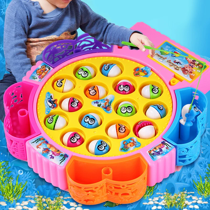 Настраиваемые детские подарки, детские пластиковые игры, электрическая рыболовная игрушка 15 рыб с музыкой, рыболовная игра для детей