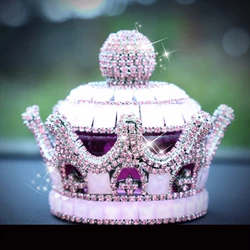 Amazon Supply Luxury Crystal Crown Car Decoration Home Office Air Freshener Crystal Car Perfume Bottle for Dashboard Display