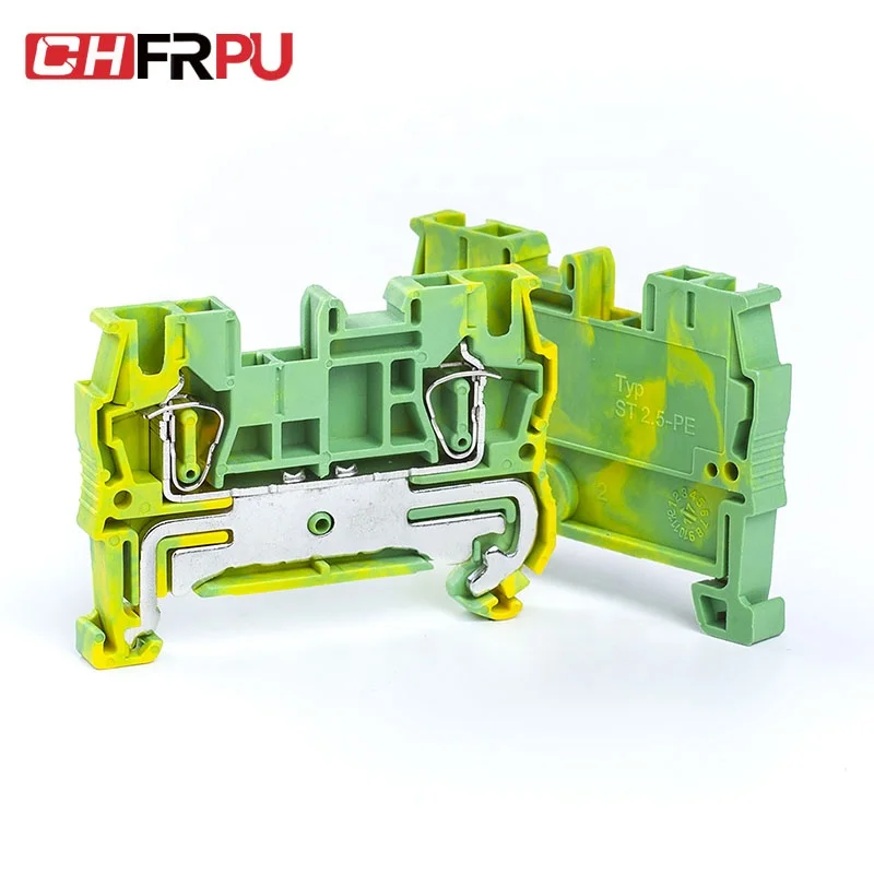 CHFRPU ST2.5-PE 2.5mm2 DIN Rail Spring Grounding Terminal Block Brass Earthing Terminal Block