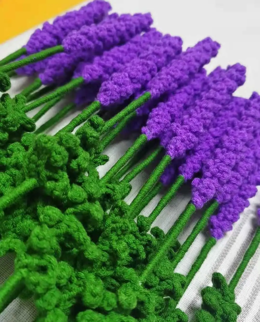 Customized Packaging Cotton Thread Purple Handmade Flower Stem Crochet Flowers