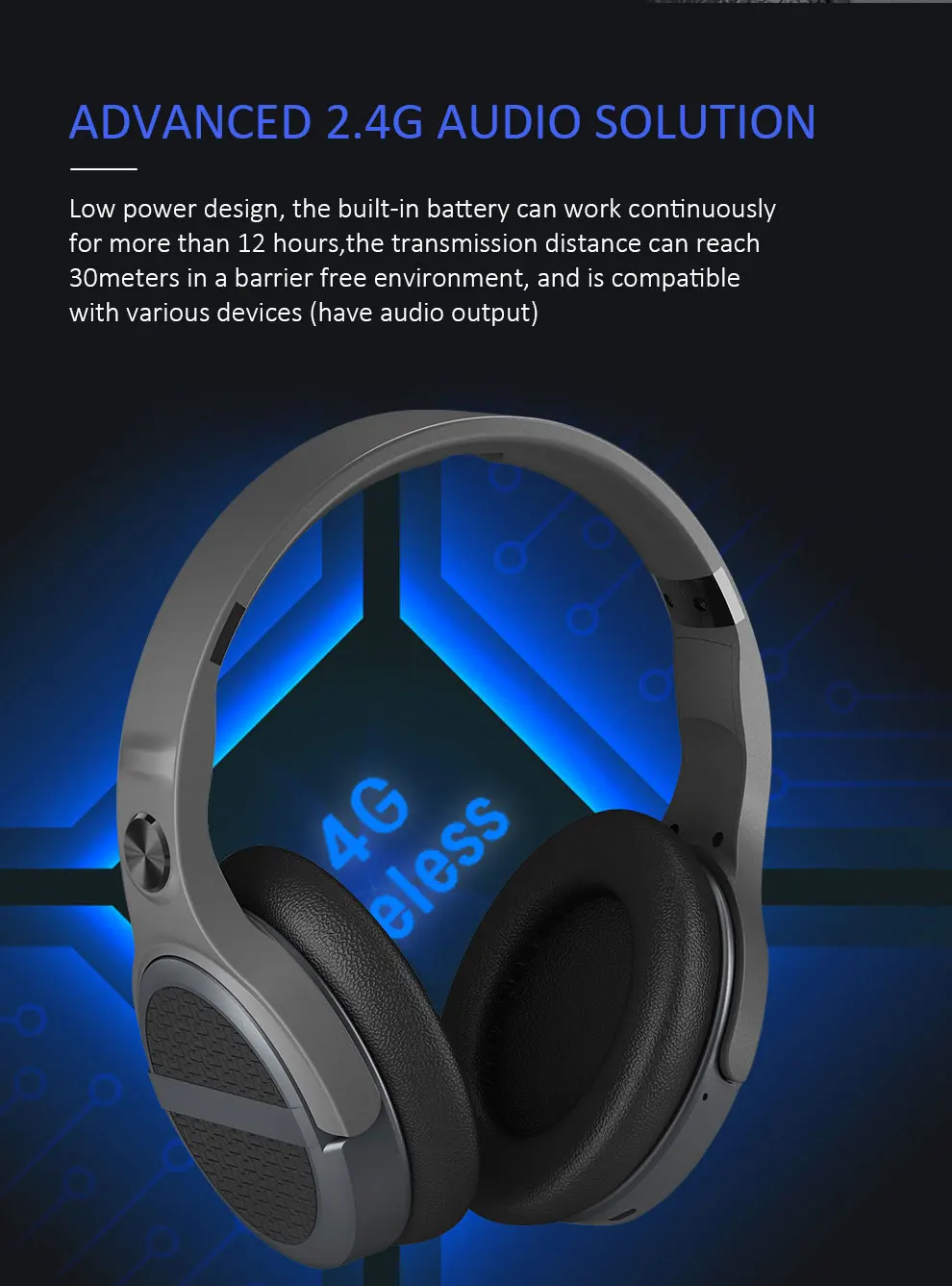 ZFX RF 2.4G wireless headphones for tv game with transmitter support 3.5mm/Aux  connection