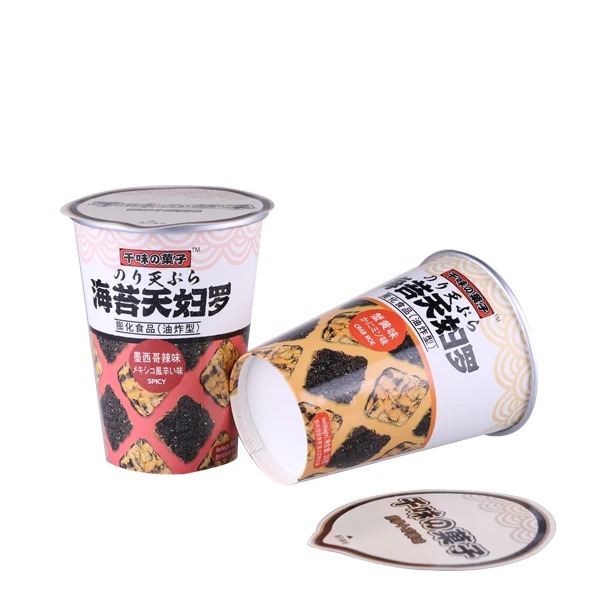 12oz Factory Price Custom Printed Disposable Aluminium Foil Coated Paper Cup with Cover for Snacks