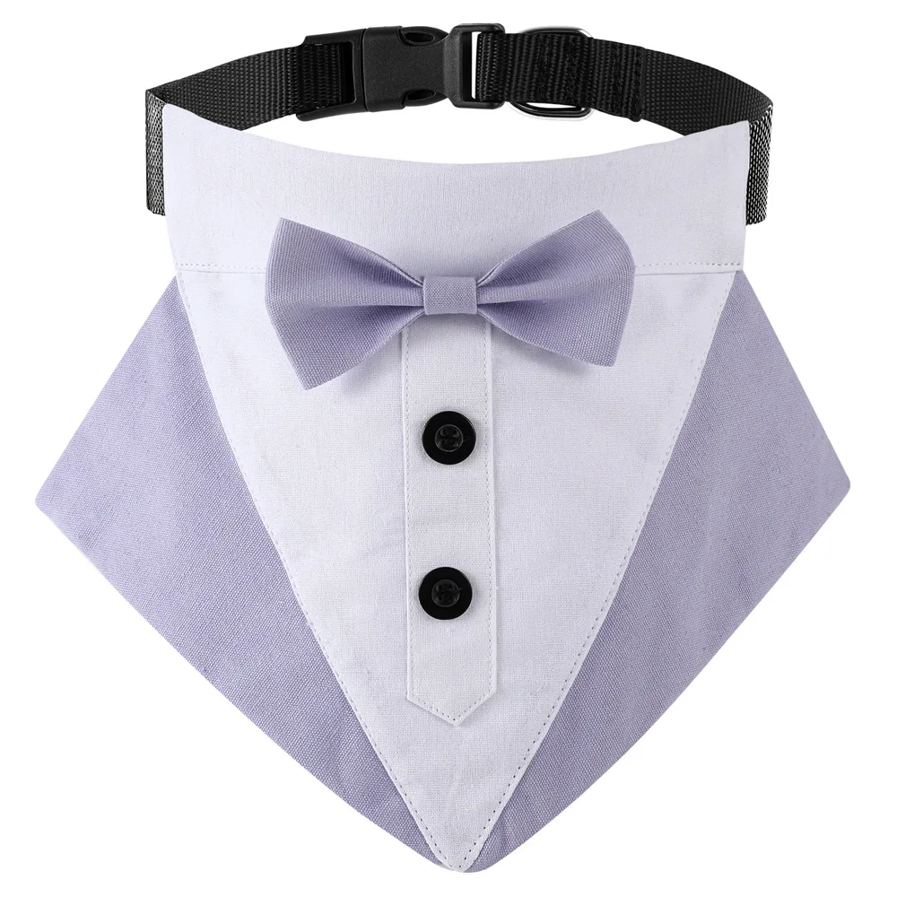 New design wholesale Pet triangular binder necktie with short sleeved shirt style strap  gentle wedding pet bib bowtie