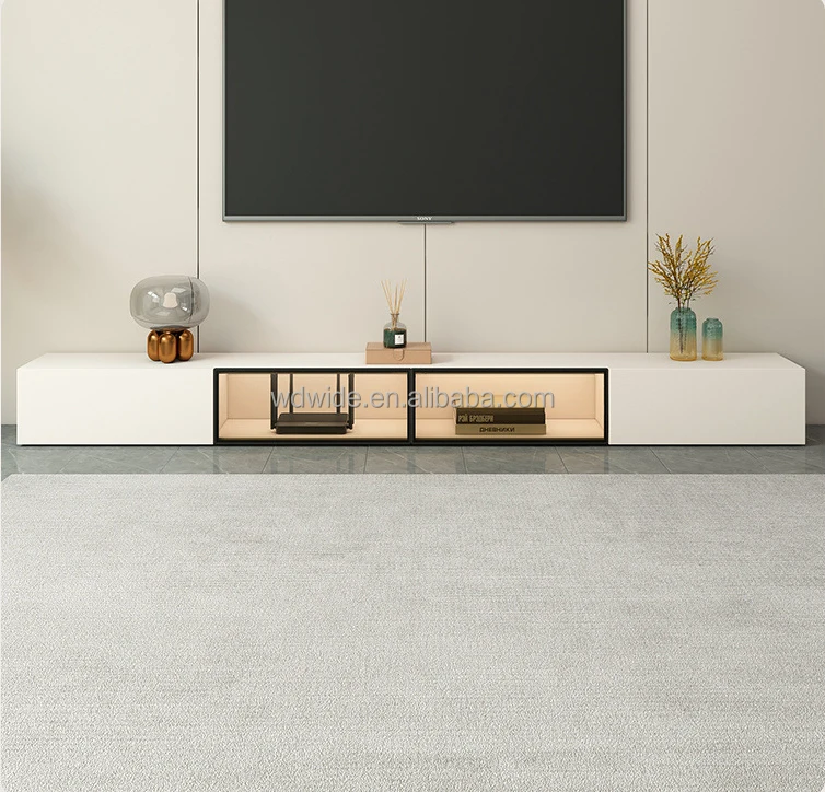 Living Room white black TV Entertainment Center modern Media wall tv cabinet design mounted furniture luxury wooden TV Stand