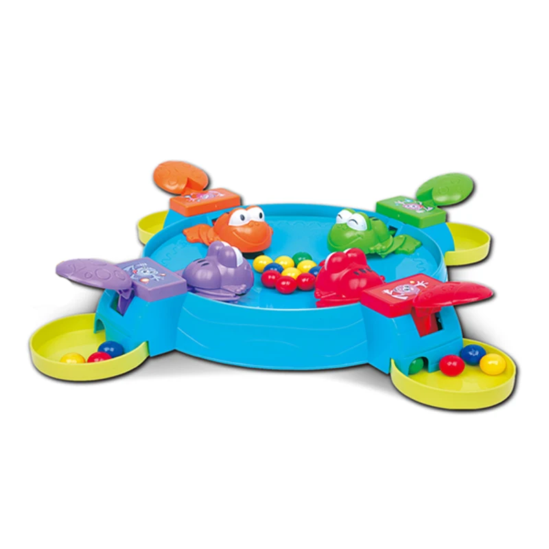 High quality plastic 2-4 player interaction toys feeding frog swallow beads table game