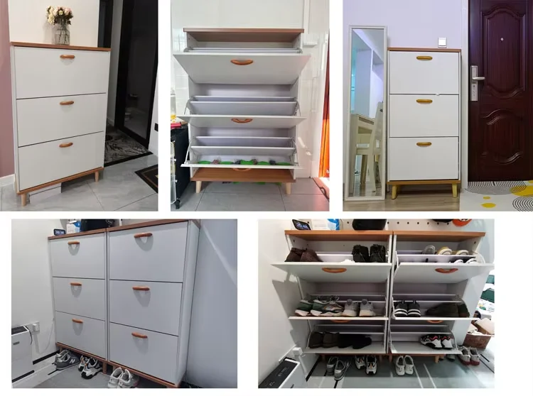 4 Tiers Entryway Entrance Home Furniture Wooden Teak Slim Shoe Storage Cabinet Rack Organizer Shoe Storage Cabinet For Home