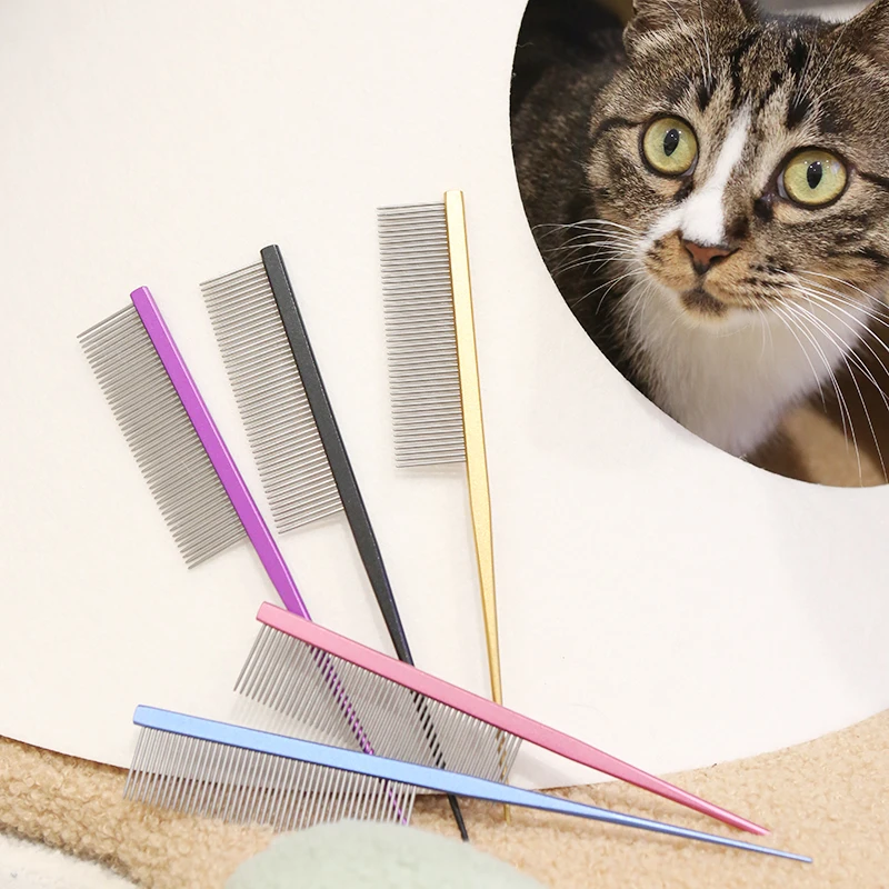 High Quality Professional Manufacturers Pet Stainless Steel Comb Metal Pin Pet Hair Grooming Comb Needle Combs for Pets