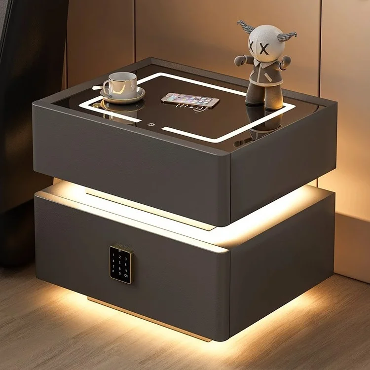 The latest design intelligent bedside table Multi-functional bedroom side cabinet with lamp bedside table