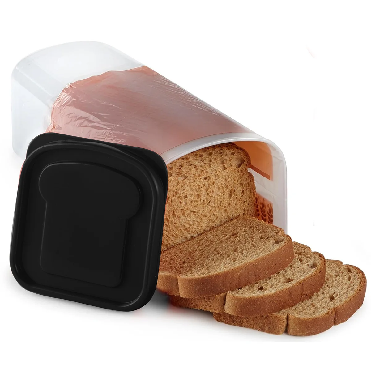 Beautiful Single-Layer Square Plastic Food Container Resealable Bread Toast Storage Dispenser Glossy Household Kitchen Item
