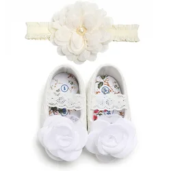 Floret Classic Baby Shoes soft soled antiskid walking shoes with Headband