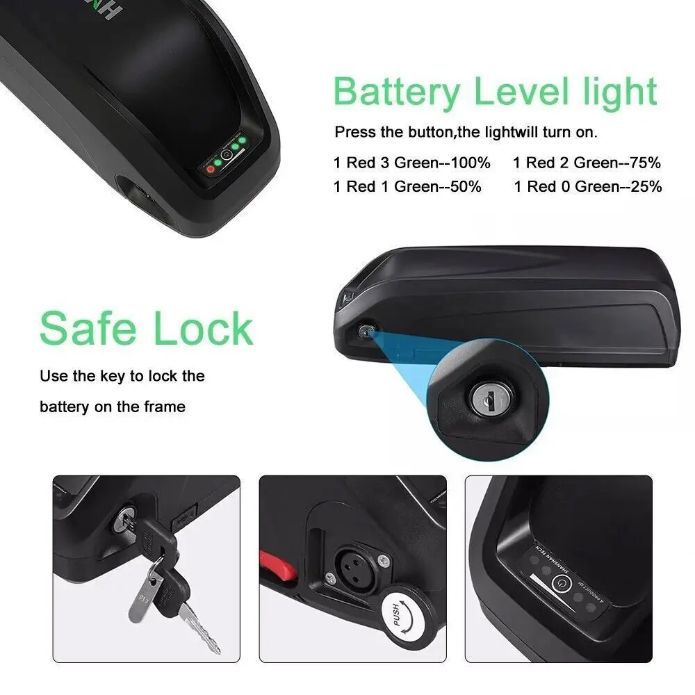 EU US Dropshipping Product Rechargeable Hailong E Bike Battery 48V 13Ah 36V 16Ah 10Ah Triangle Ebike Batterie Case For Galaxy