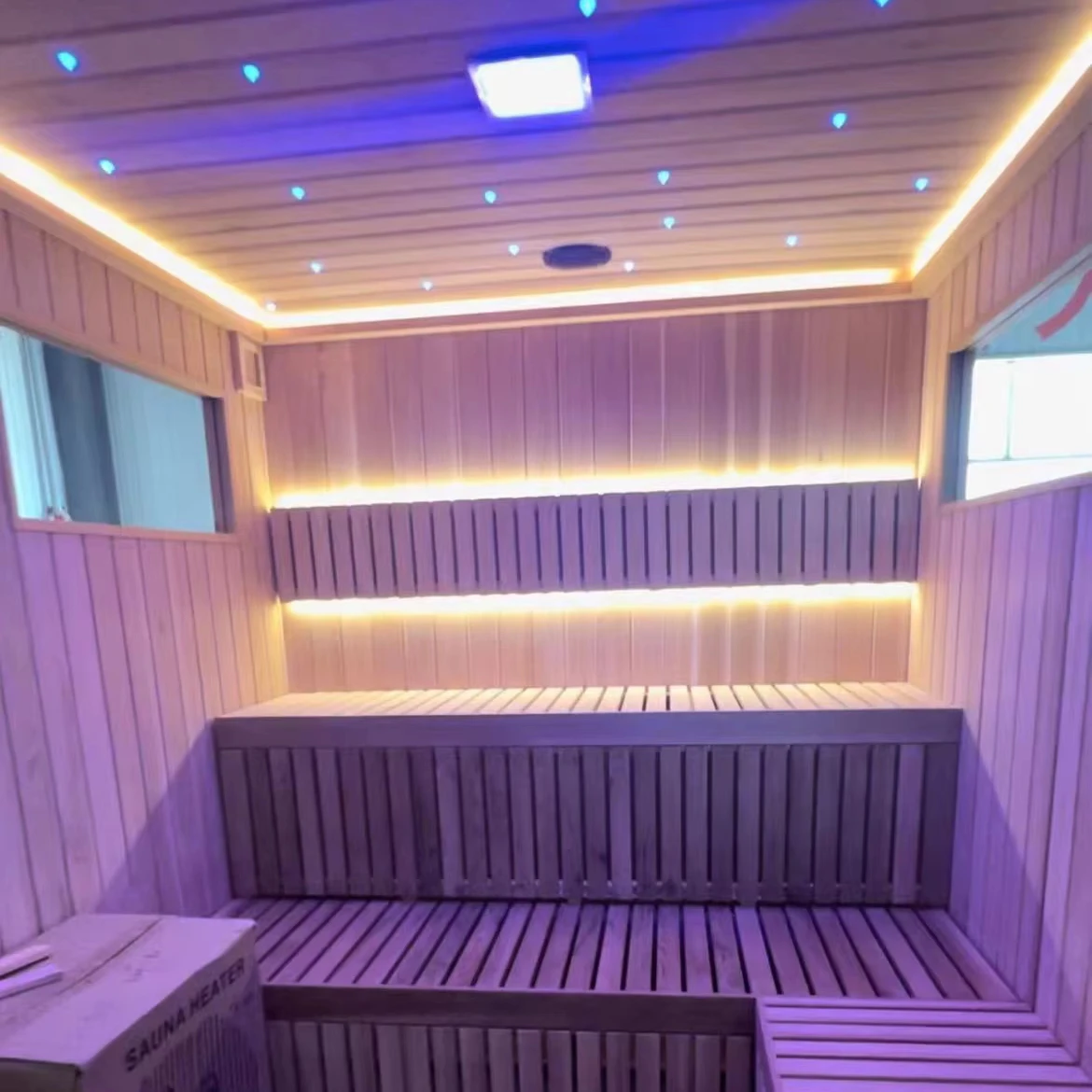 Traditional Cedar Wood Outdoor Sauna Room With Wood Stove For 8 People sauna room