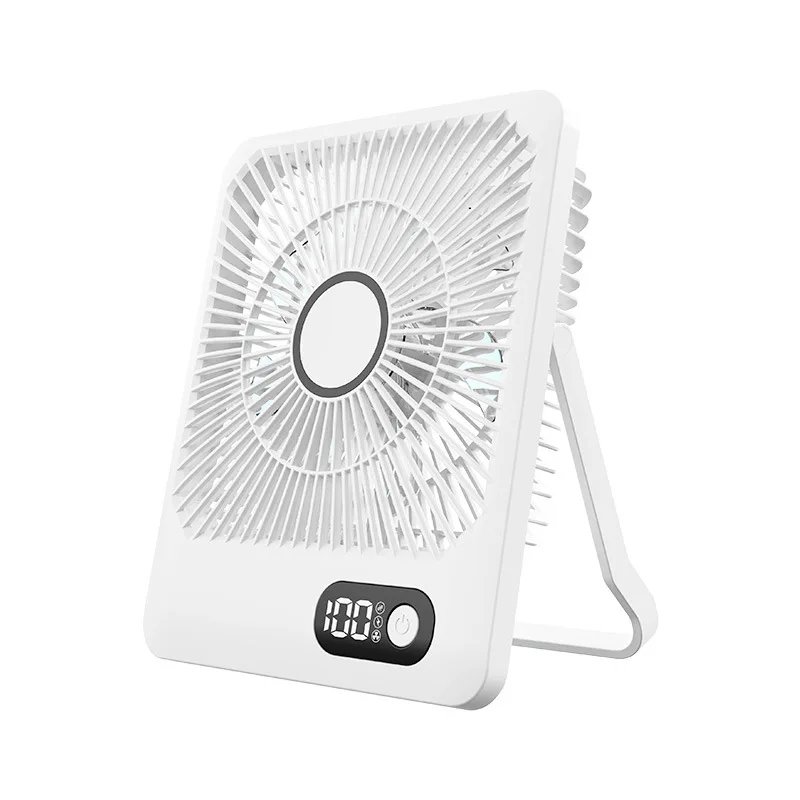 New Desktop Small Fan USB Charging LED Display Quiet Big Wind Desk Student Dormitory Ceiling Fan Mini Portable Fan