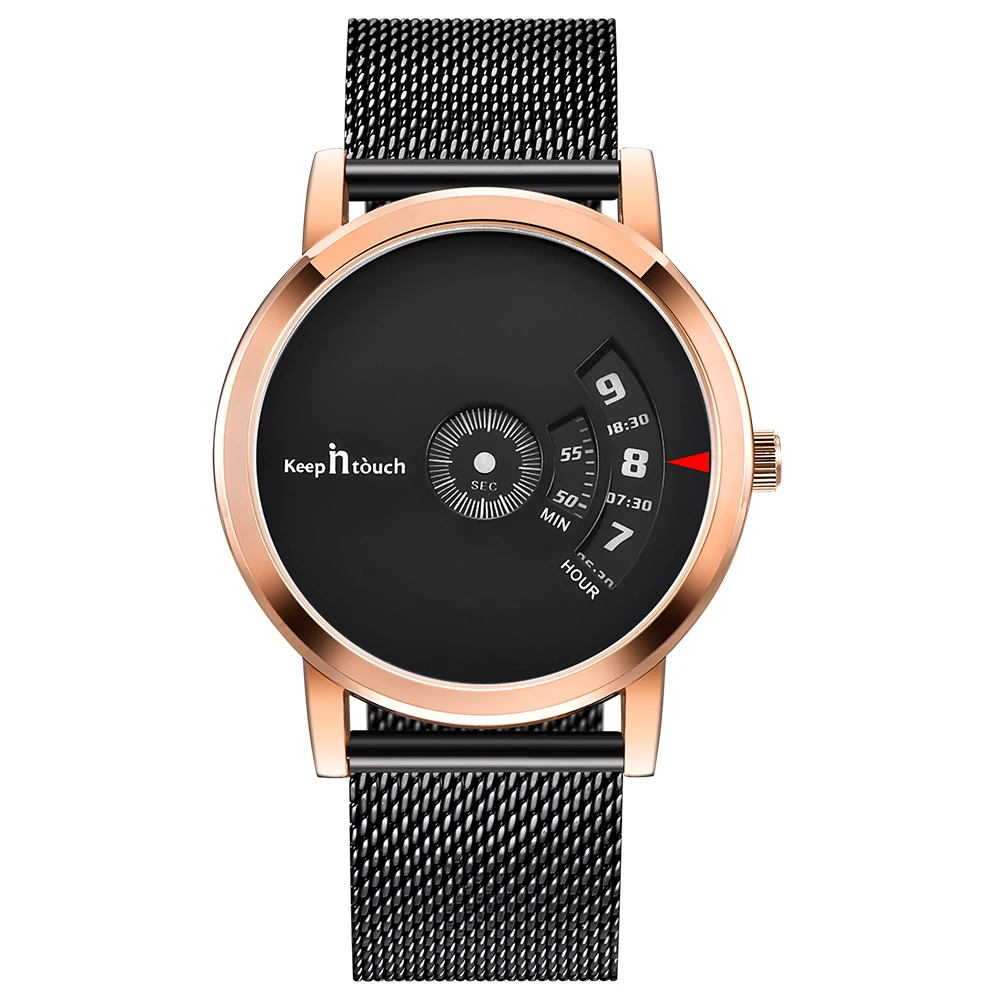 Stylish mens minimalist watches low moq custom logo mesh strap watch