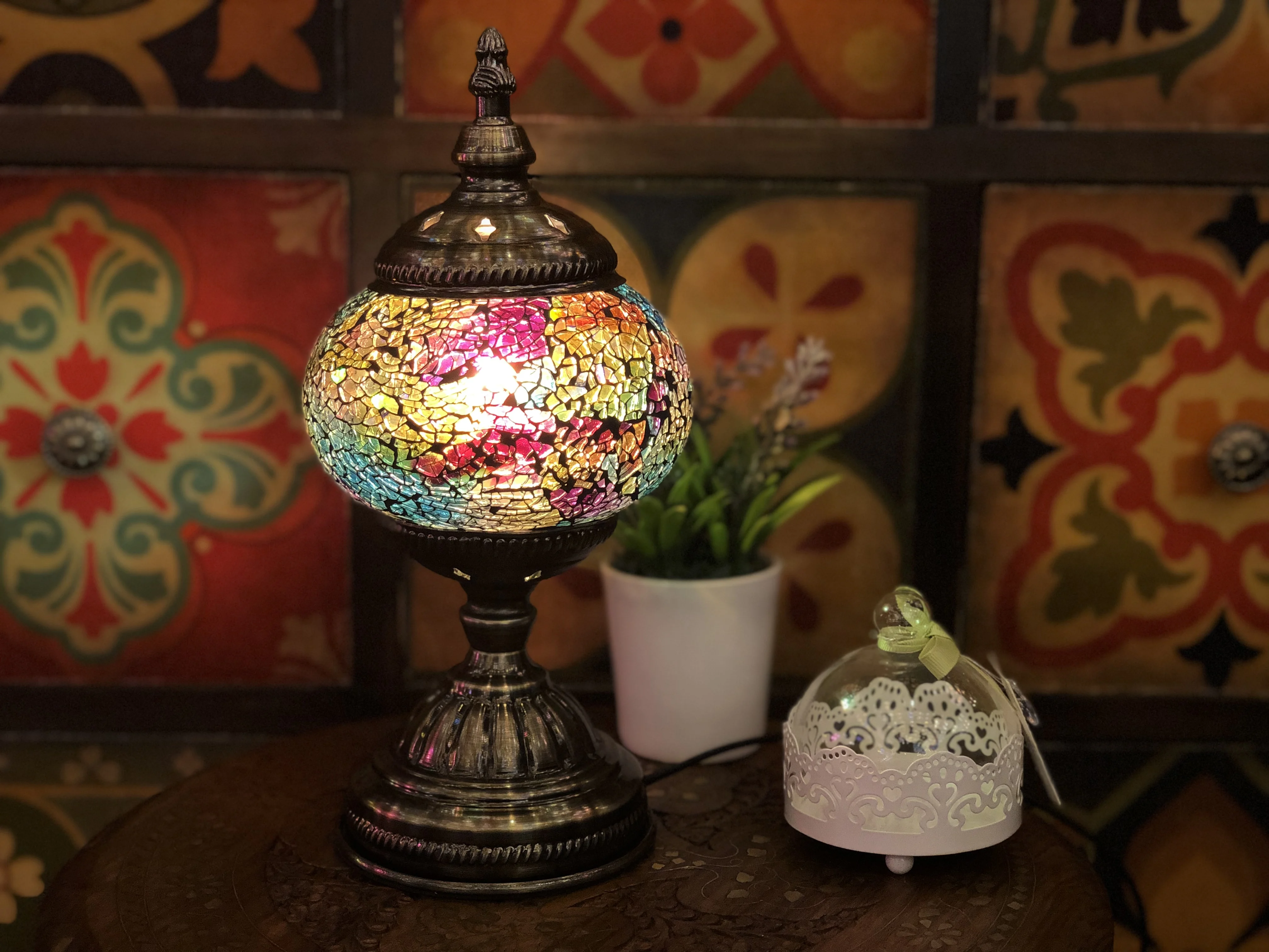 Marrakech Hot Sale Romantic Decoration Handmade Glass Turkish Desk Lamp Mosaic Lamp Table Glass Mosaic Lamp