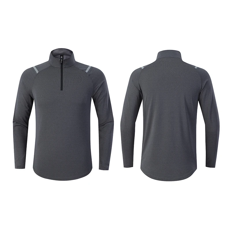 1/4 Zipper Men Active Quick Dry Crew Neck T Shirts Athletic Running Gym Workout Long Sleeve Tee Top For Sportswear