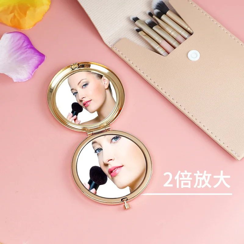 6.5CM 7CM Customized Metal Round Double Sides Small Sublimation Pocket Makeup Compact Mirror Blank Custom Logo Luxury
