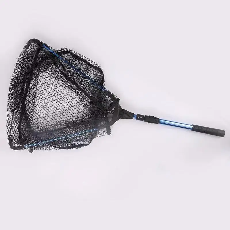 Wholesale Aluminum Folding large rubber coated mesh 2 sections telescopic collapsible freshwater saltwater fishing landing net