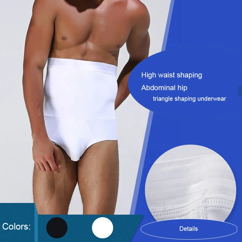 High Waist  Bodysuit Belly Double Layer with Cotton Slimming Shorts Control Briefs butt lifter panty slimming body shaper men