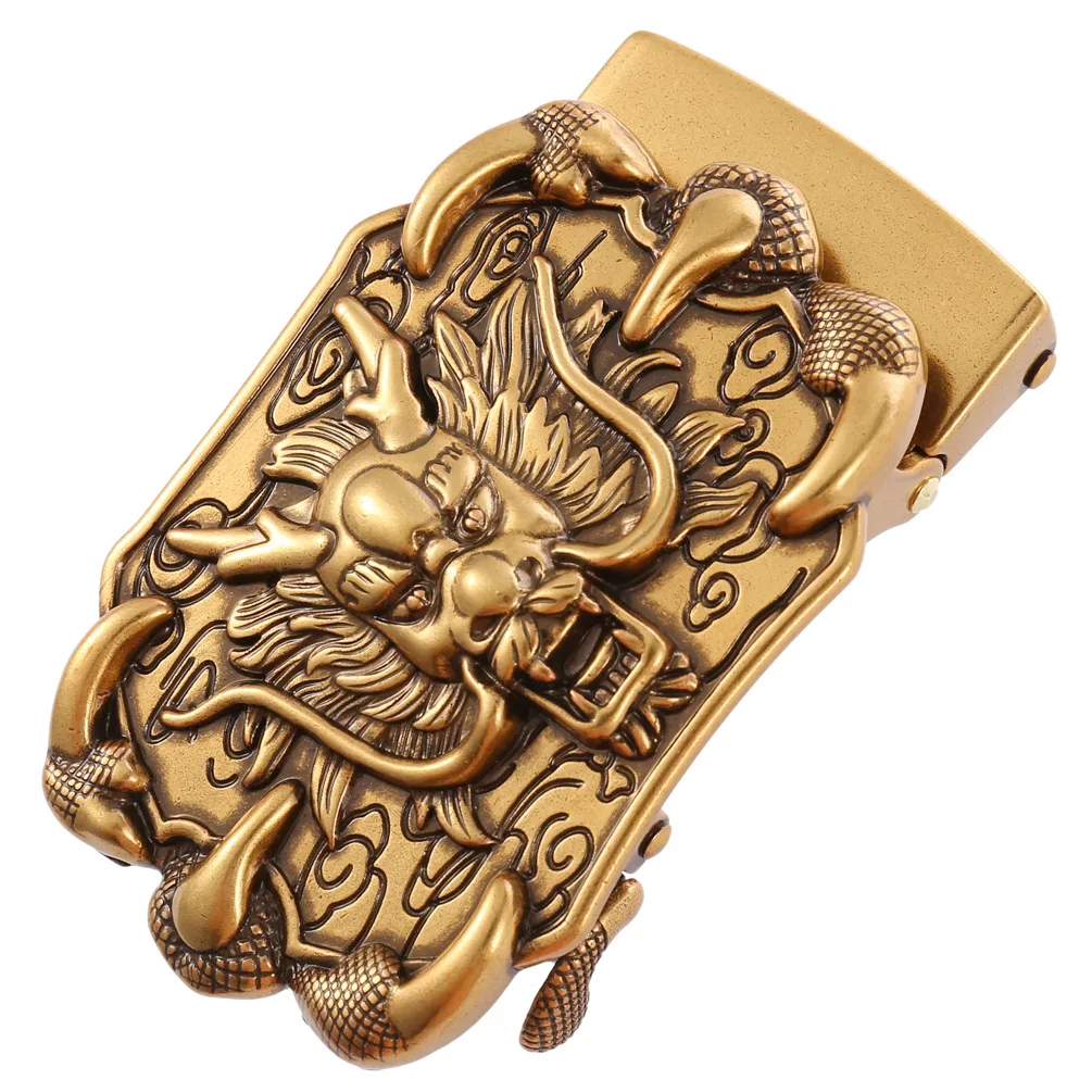 Custom Dragon Head Shape Brass Zinc Alloy Automatic Belt Buckle for men