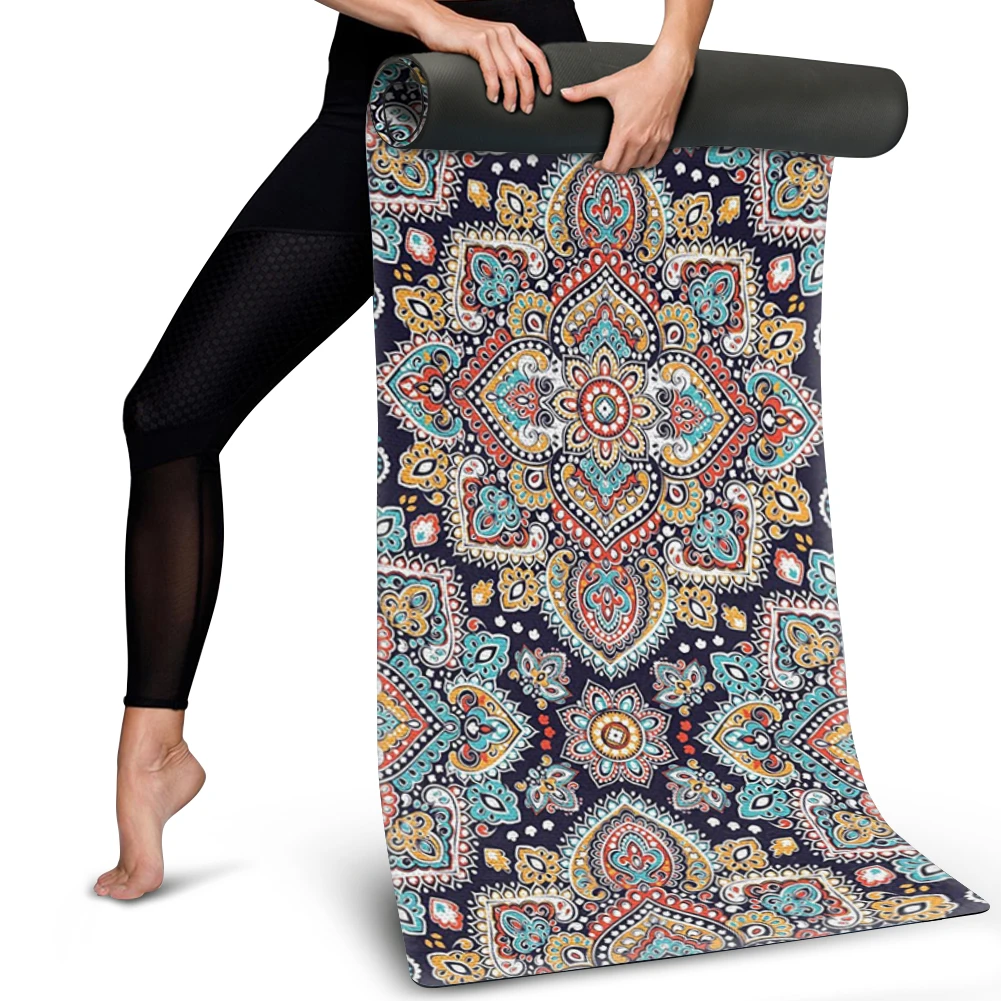 THIKIN Funny Design Custom Wholesale Eco Friendly NBR Fitness Exercise Custom Printed Foldable Travel 15mm Yoga Mat