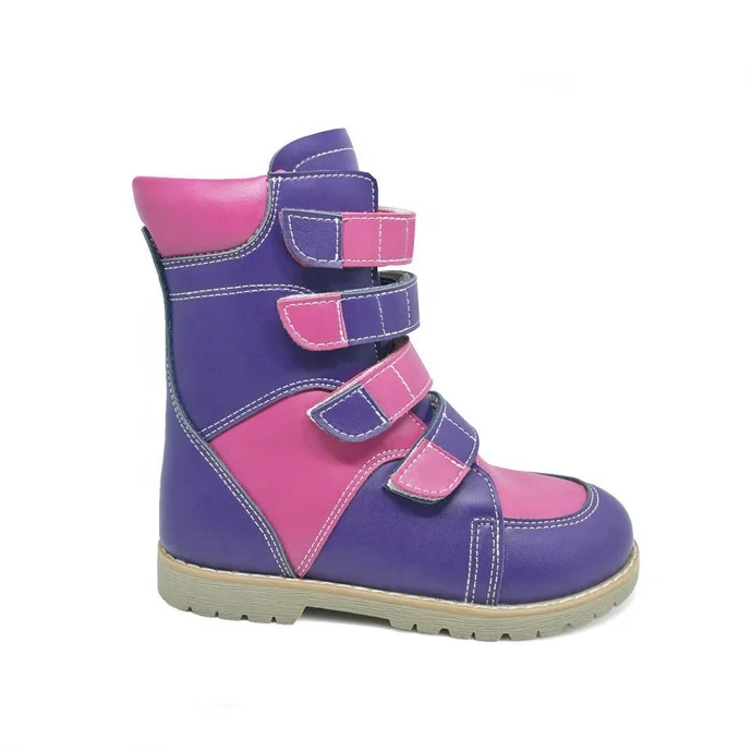 High long fashion girl AFO medical orthopedic boots children microfiber leather winter clubfoot shoes made guangdong factory