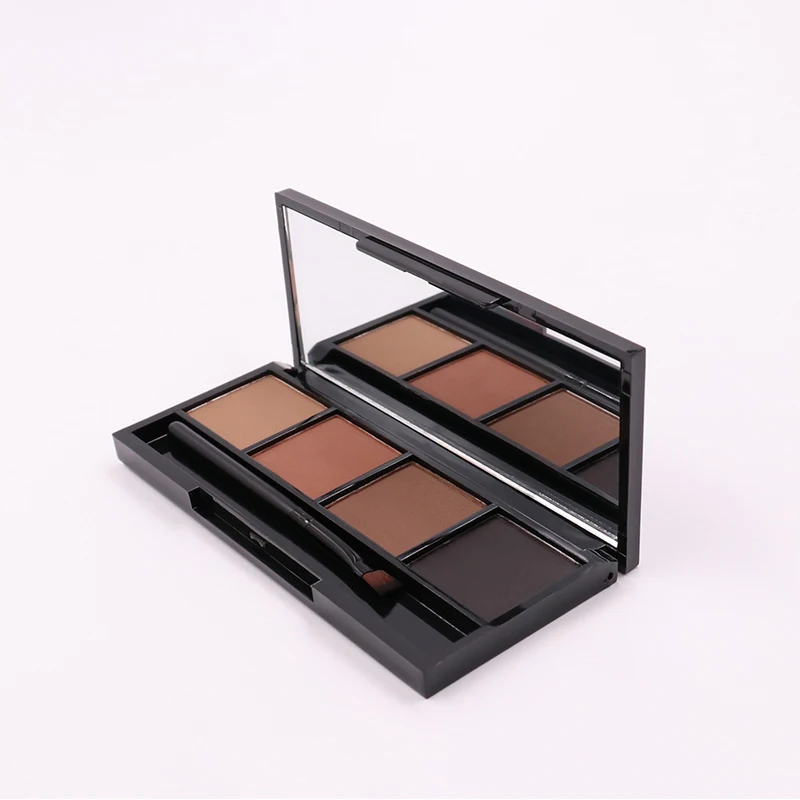 OEM 4 colors pressed waterproof long lasting cosmetic private label brown eyebrow powder palette eyebrow brush