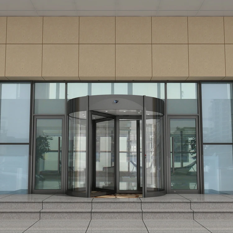 Automatic 4-wing revolving door glass door