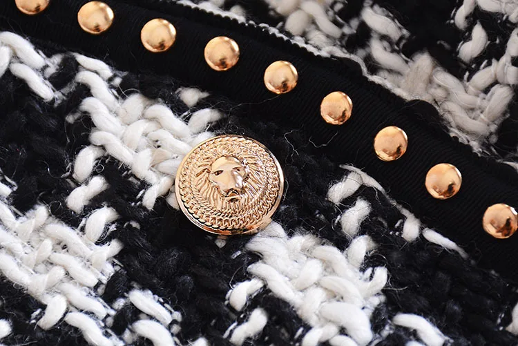 Женский твидовый блейзер из твида, двубортный блейзер с рисунком «гусиные лапки», Новое поступление 2022