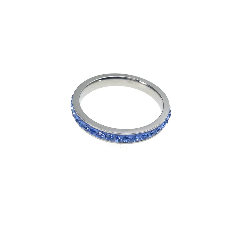 Clay Stone Blue Zirconia Dainty Aesthetic Ring 3Mm Stainless Steel Jewelry Thin Band Ring