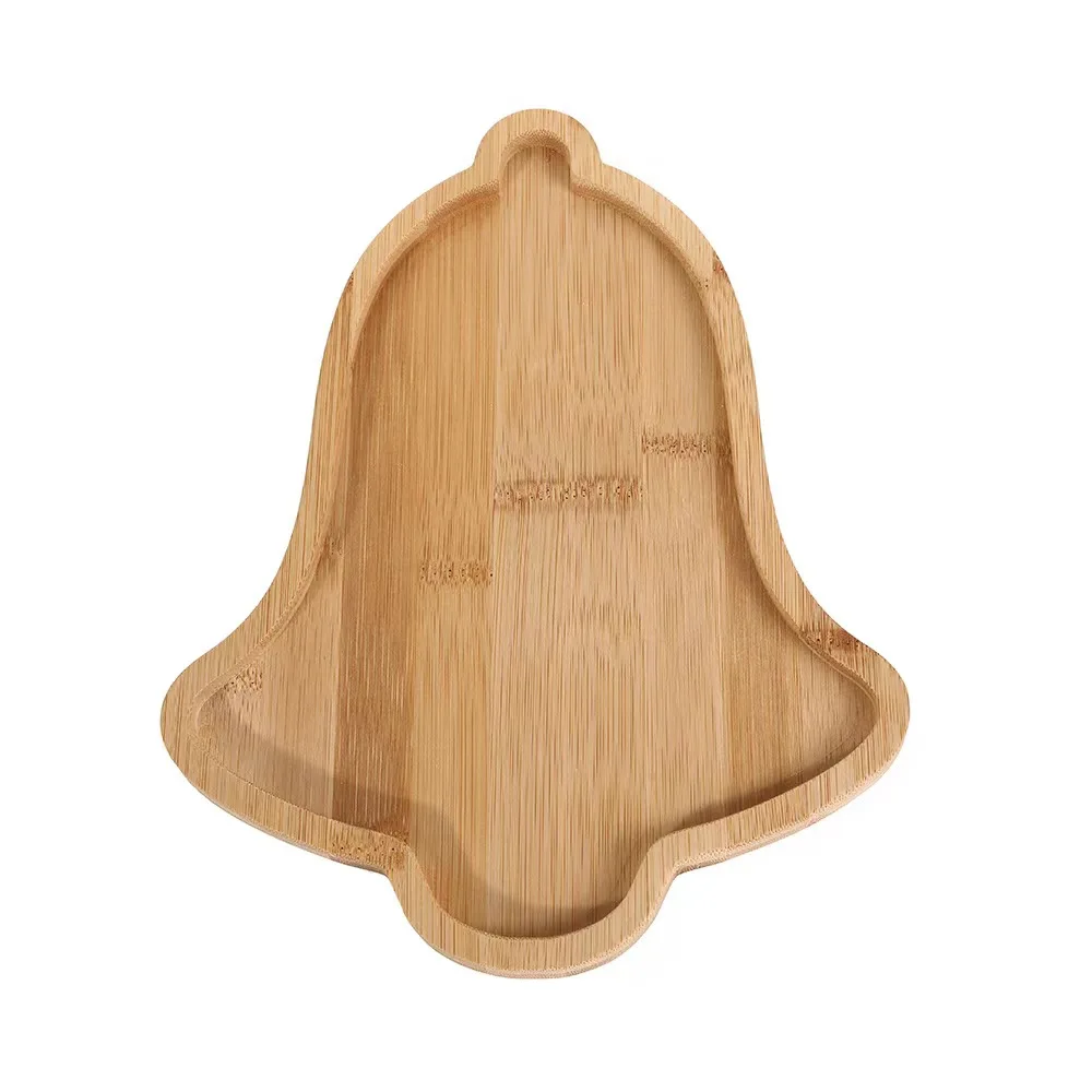 Cute Christmas Tree Design Disposable Dinner Tray Bamboo Tableware for Theme Party for Restaurant Dessert Fruit Snack Serving