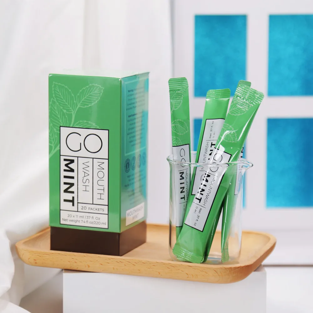 Wholesale Portable Mini Mouthwash Mint Travel Mouthwash Packets Alcohol Free Mint Flavor Disposable Sachet Mouth Rinse