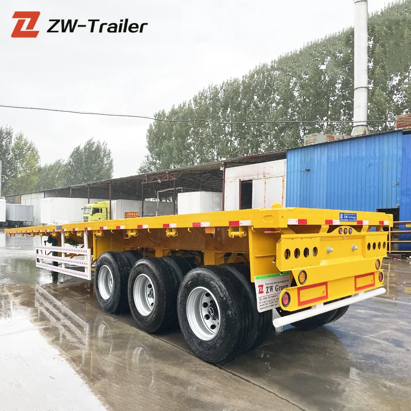 china tri-axle 50 tons flat deck trailer semi truck flatbed for sael kenya