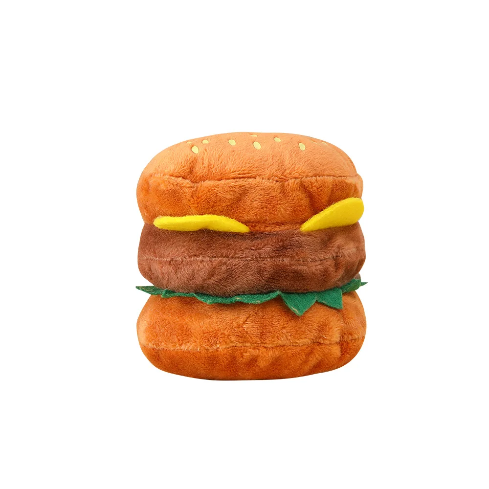 Hamburger Design Dog Interactive Funny Chew Plush Toys Dog Chew Pillow For Feeding Training
